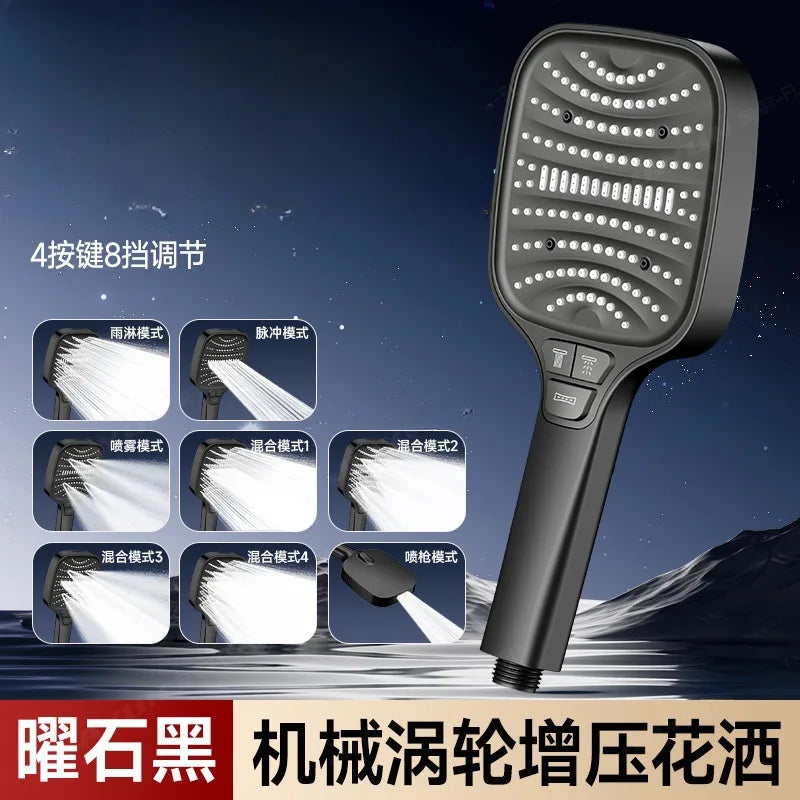 AquaBoost 8-Mode Rainfall Shower Head – High Pressure, Water Saving"