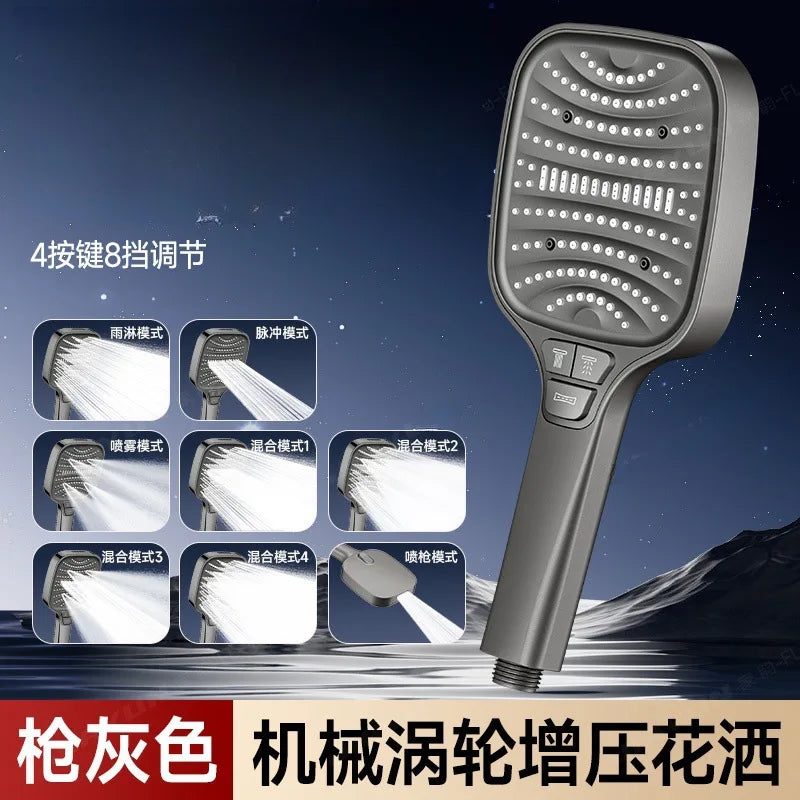 AquaBoost 8-Mode Rainfall Shower Head – High Pressure, Water Saving"